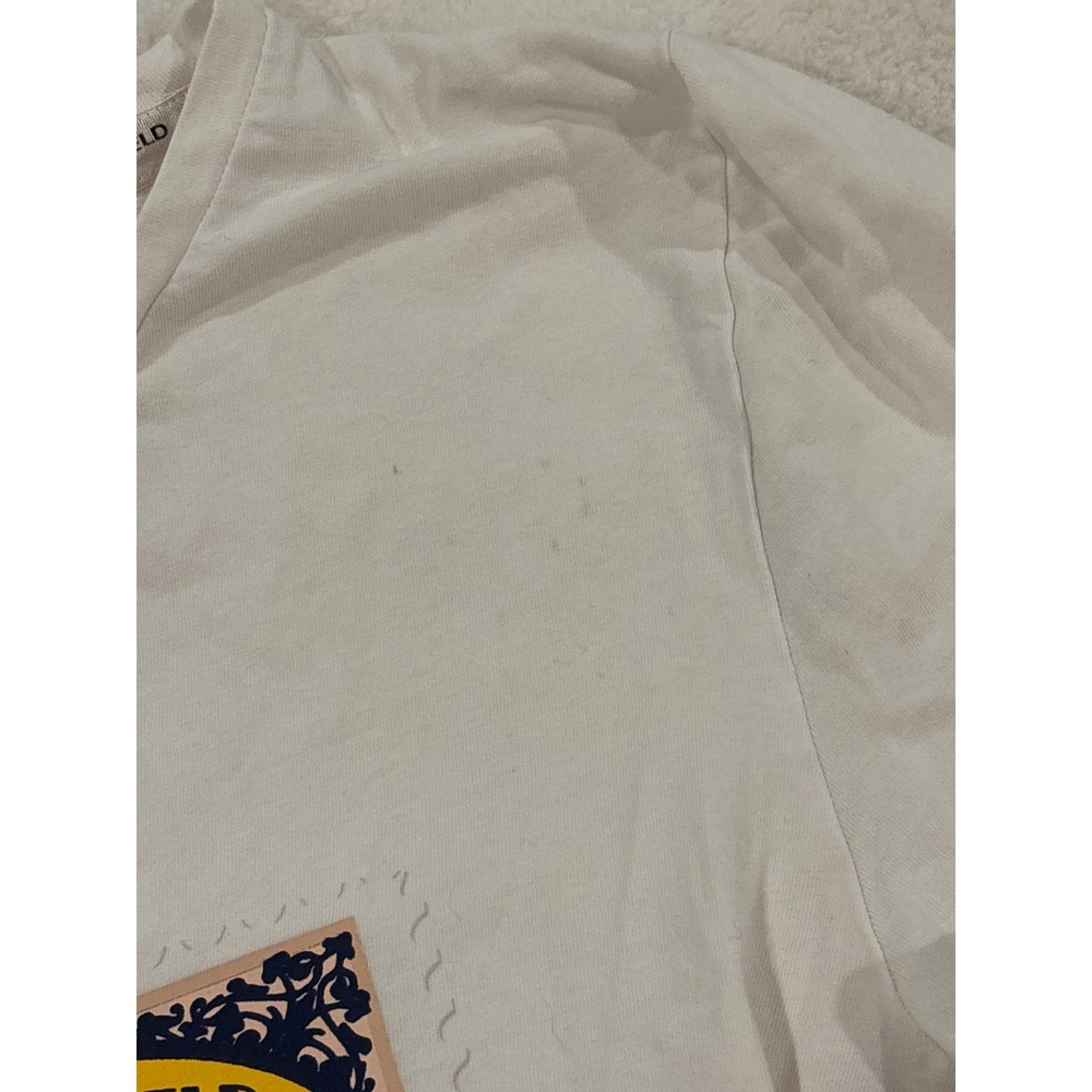 Karl Lagerfeld Paris Womens White Graphic Tee Eiffel Tower Postage Stamp Large - Picture 3 of 4